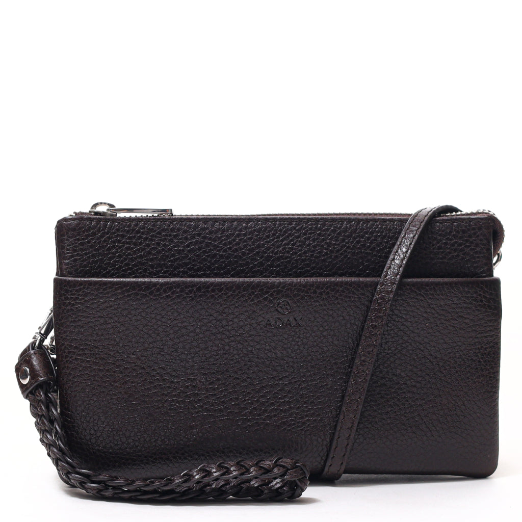 Skinnveske/Clutch | Brun | Justerbar Langreim | Cormorano