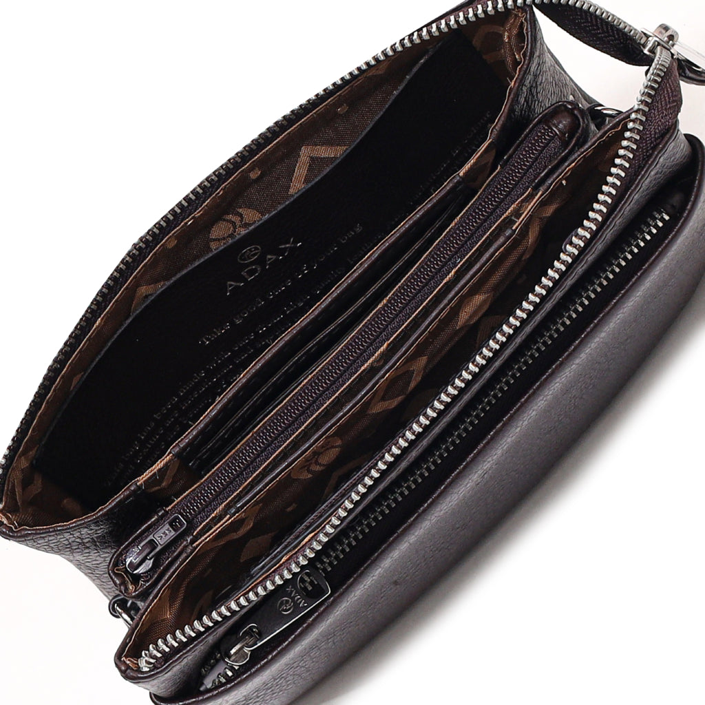 Skinnveske/Clutch | Brun | Justerbar Langreim | Cormorano