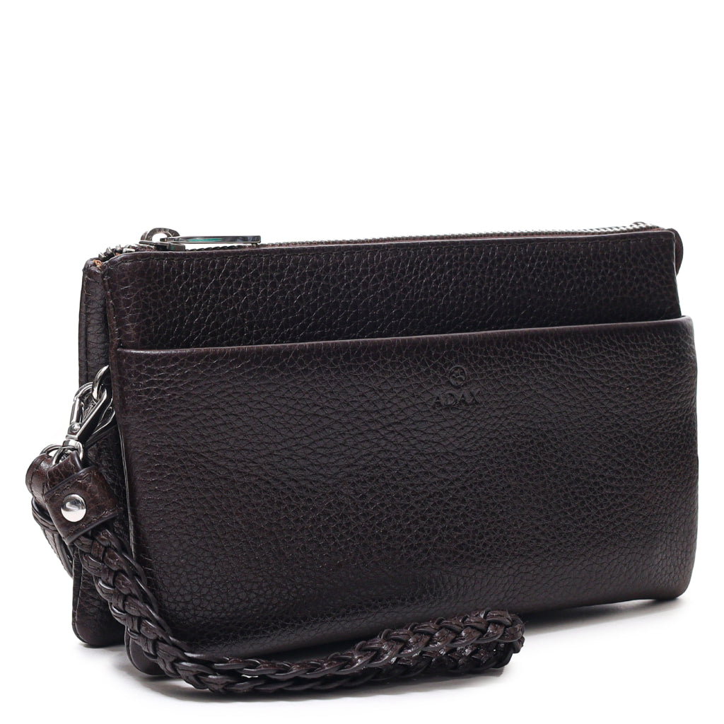 Skinnveske/Clutch | Brun | Justerbar Langreim | Cormorano