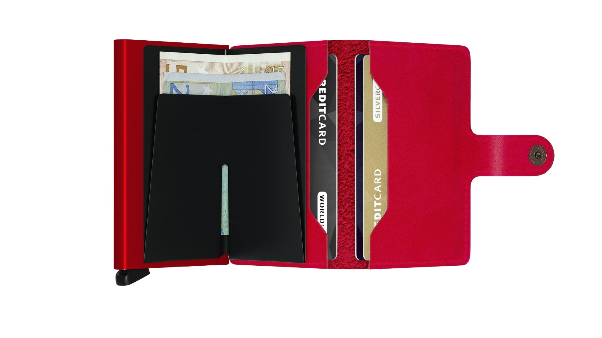 Kortholder Lommebok | Rød | Skinn | Pop-Up | Secrid Miniwallet