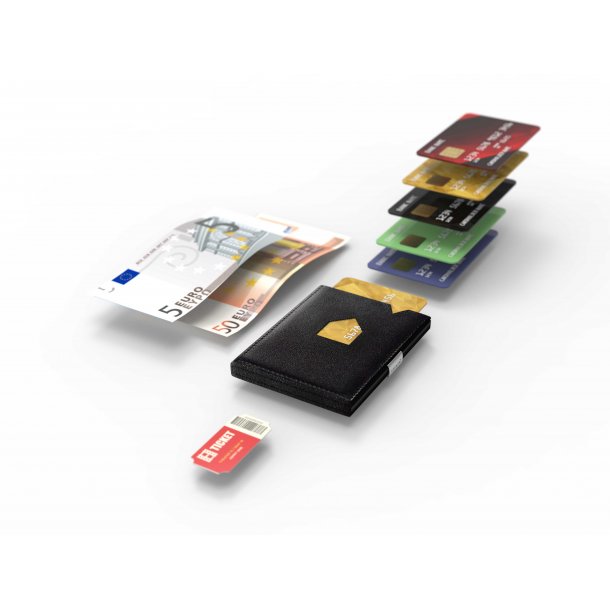 Kortholder / Lommebok | Tynn | 6-10 kort | Skinn | Blå | RFID Blokk | EX 015