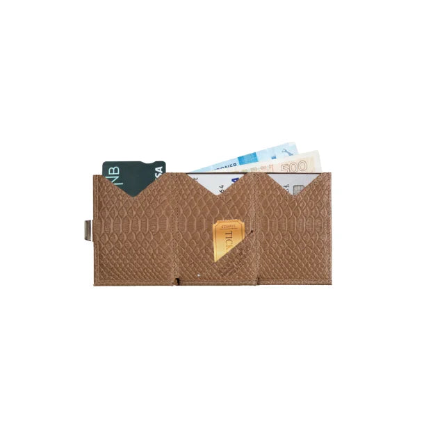 Kortholder / Lommebok | Tynn | 6-10 kort | Skinn | Beige | RFID Blokk | EX D 335