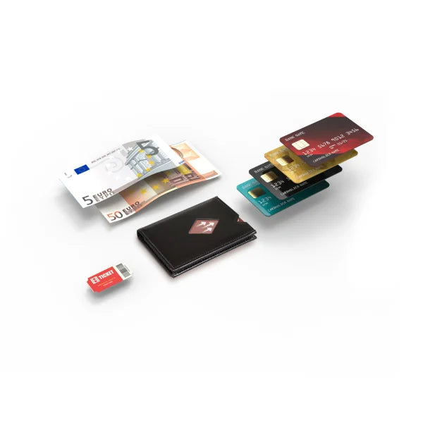 Kortholder / Lommebok | Tynn | 6 kort | Skinn | Sort | RFID Blokk | EX MW 401